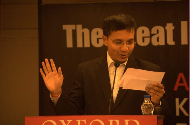 Jit Sengupta (when he was reading out the prize winners)